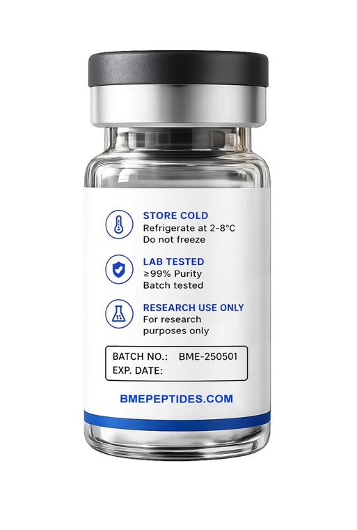 TB-500 vial — back label: storage, testing and batch information